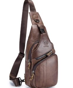 BULLCAPTAIN Leather Chest Bag Men Casual Messenger Bags xb105