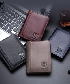 BULLCAPTAIN Leather Man Wallet Small Mini Card Holder RFID QB 031 L