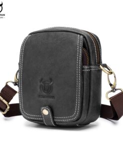 BULLCAPTAIN Men's Premium YKK smooth zipper pocket leather shoulder bag djb221