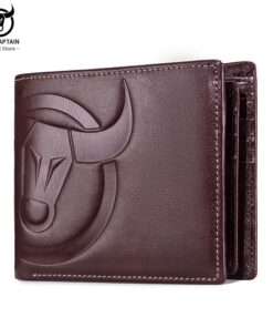 BULLCAPTAIN Man Leather Wallet RFID Coin Purse Compact Mini Card Holder QB 0203 H