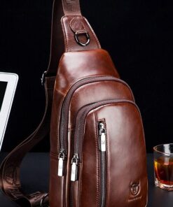 BULLCAPTAIN Leather chest backpack casual men's messenger bag xb100