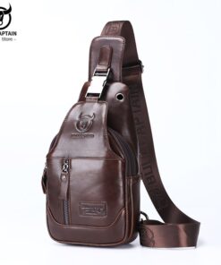 BULLCAPTAIN Men's Shoulder Bags Leather Chest Bag 095