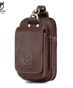BULLCAPTAIN Leather Pouch Hook Waist Pack Waist Belt Bag