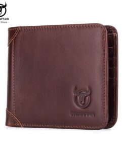 BULLCAPTAIN Men's Leather Short Wallets RFID Mini Card Holder QB 031 S