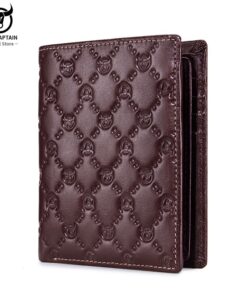 BULLCAPTAIN Leather Men Wallets Pattern Mini Card Holder RFID QB 0204 H