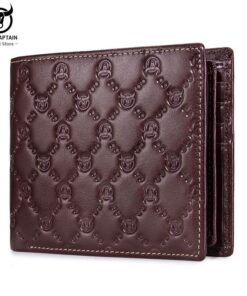 BULLCAPTAIN Free Print Photos Slim Leather Men Wallets RFID QB 0204 H