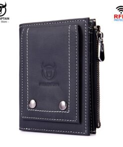 BULLCAPTAIN Leather Men Wallet Coin Purse Small Mini Rifd Card Holder QB07