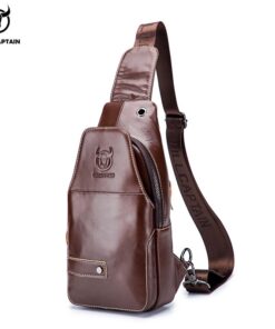 BULLCAPTAIN leather chest bag men large capacity chest pack xb087