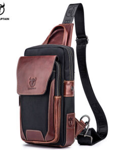 BULLCAPTAIN Men's First Layer Cowhide Casual Chest Belt Bag xb9999