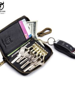 BULLCAPTAIN Leather Men's Key Bag Car Butler Keychain QB474