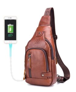 BULLCAPTAIN Leather Men's chest pocket One crossbody bags xb129