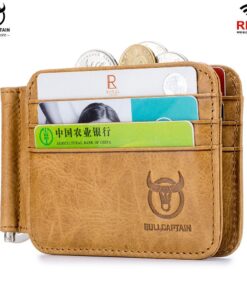 BULLCAPTAIN Leather tir-flod ID/Credit Card Holder Front Pocket Wallet MJJ01