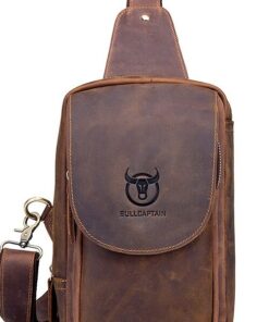 BULLCAPTAIN Men's Crossbody Bags Crazy Horse Leather Chest Bag's xb133