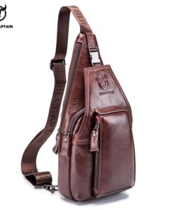 BULLCAPTAIN Men's Leather Chest pack Chest bag xb086