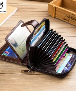 BULLCAPTAIN Men's Leather Wallet Business Card Holder Small Card Box QB 033