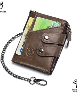 BULLCAPTAIN Men's Zipper Wallet Rfid Multifunction Storage Bag Coin Purse QB 0201
