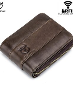 BULLCAPTAIN Male RFID leather wallet Cowhide Coin Purse Slim QB 025