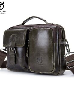 BULLCAPTAIN Leather Men Crossbody Briefcase Messenger bag 036