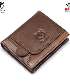 BULLCAPTAIN Men's Leather Wallet RFID Blocking Card Holder QB 037