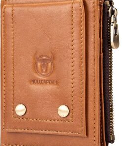 BULLCAPTAIN Small Wallet Leather Money Bag Rifd Hardware Pull Card QB07