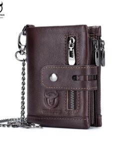 BULLCAPTAIN RFID Leather Man Wallet Chain PORTFOLIO Portomonee QB 04