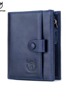 BULLCAPTAIN RFID Men's Wallet Leather Coin Purse Zipper Wallet QB 038 vertical