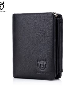 BULLCAPTAIN leather RFID retro wallet small zipper card qb 02