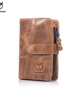 BULLCAPTAIN leather wallet men's two-fold card holder RFID QB 01V
