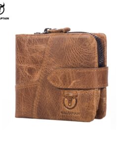 BULLCAPTAIN leather wallet RFID card holder coin purse zipper 01 H