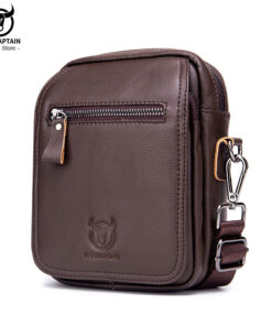 BULLCAPTAIN men's Messenger bag leather vertical shoulder business casual 015