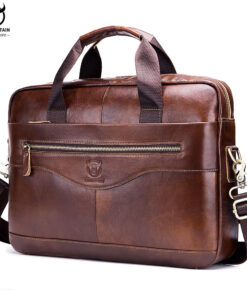 BULLCAPTAIN cowhide men's business briefcase leather retro men's crossbody bag 044