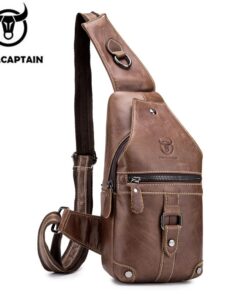 BULLCAPTAIN retro chest bag men scratch-resistant cowhide xb130