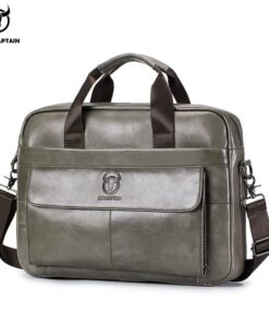 BULLCAPTIAN first layer cowhide laptop leather shoulder bag business briefcase 046