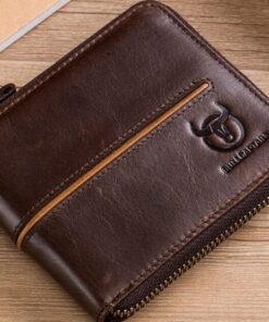 Bullcaptain retro RFID zipper men's wallet QB042